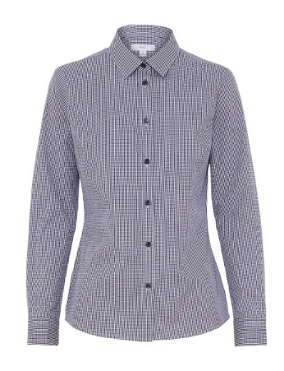 Picture of NNT Ladies Avignon Gingham Check Stretch Long Sleeve Slim Shirt